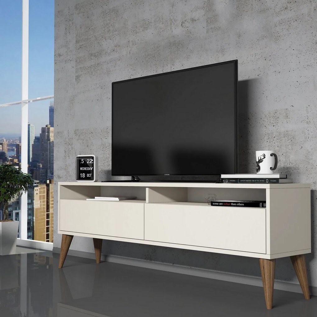 TV stolík/skrinka Berta 2 (krémová). Akcia -19%. Vlastná spoľahlivá doprava až k Vám domov. 1088745