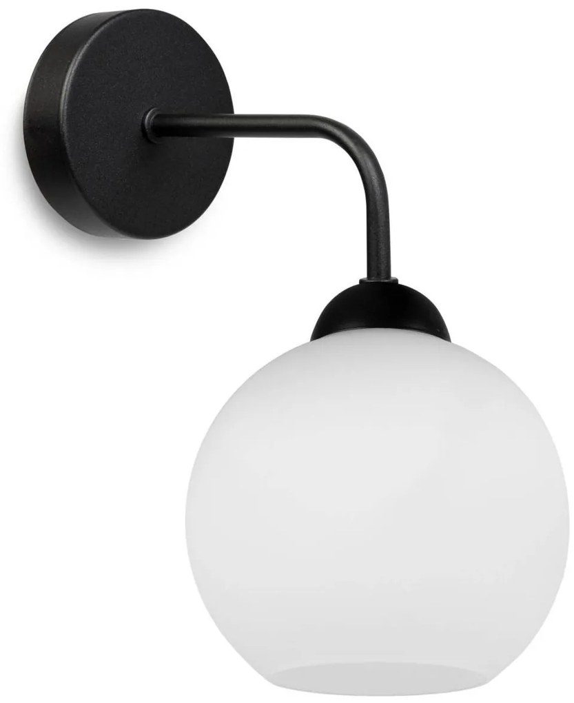 Nástenné svietidlo Eliza, 1x biele sklenené tienidlo