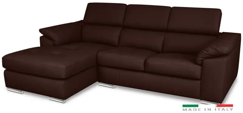 Kožená rohová sedacia súprava LOREN II, ľavá, tm. hnedá (madras - 144 walnut)