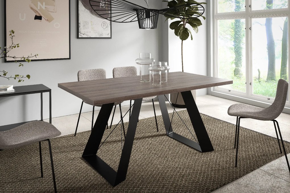 Dizajnový rozkladací jedálenský stôl TAIT antracitový hnedý dub 140 cm -  240 cm Rozmer stola: rozmer 140cm