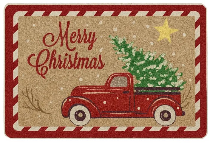 Vianočná rohožka HOLIDAY RIDE 60x90 cm, červená