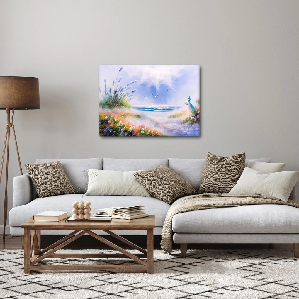 Obraz - Romantická pláž, olejomaľba (70x50 cm)