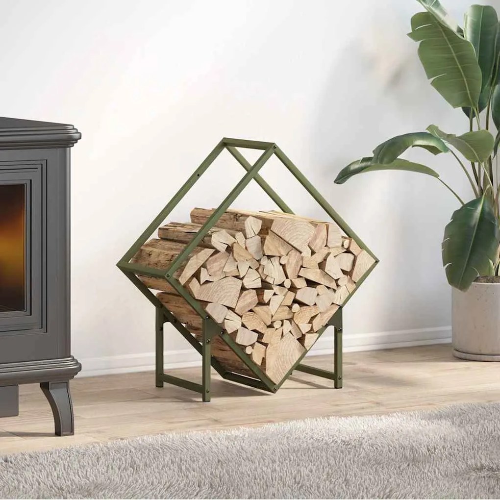 Stojan na palivové drevo Olive Green Oceľ valcovaná za studena 864282