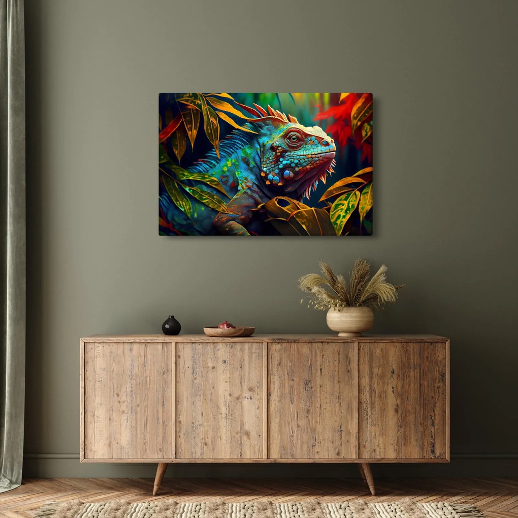 Obraz - Farebný leguán (90x60 cm)