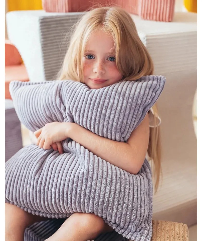 Modrý menčestrový detský pohovkový vankúš Block – Wigiwama