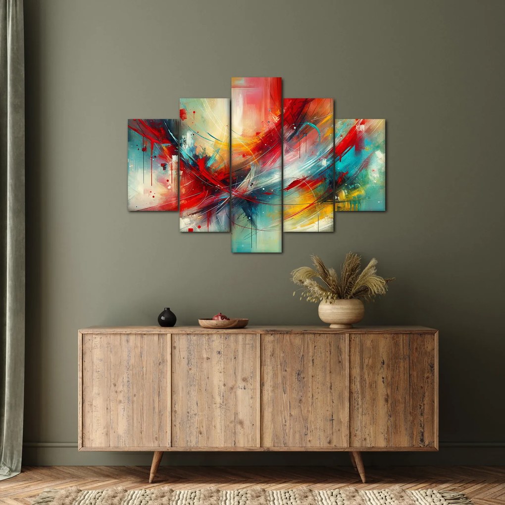 Obraz – Abstrakcia s červenou (150x105 cm)