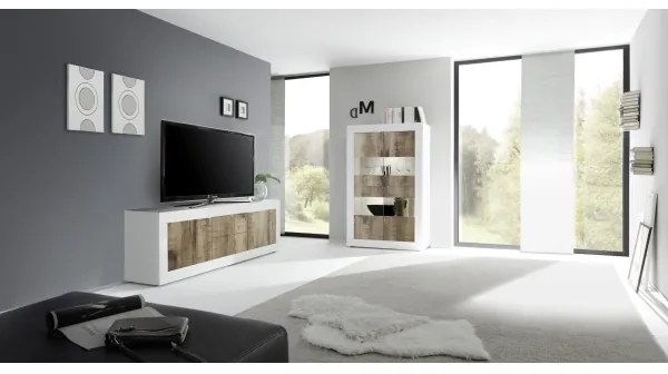 Komoda NERILA biela/hnedá