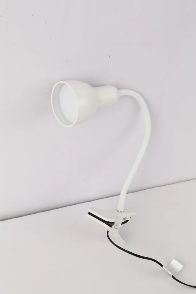 NIPEKO Stolná flexibilná LED lampa s klipom, 5W, teplá biela, 31cm, biela