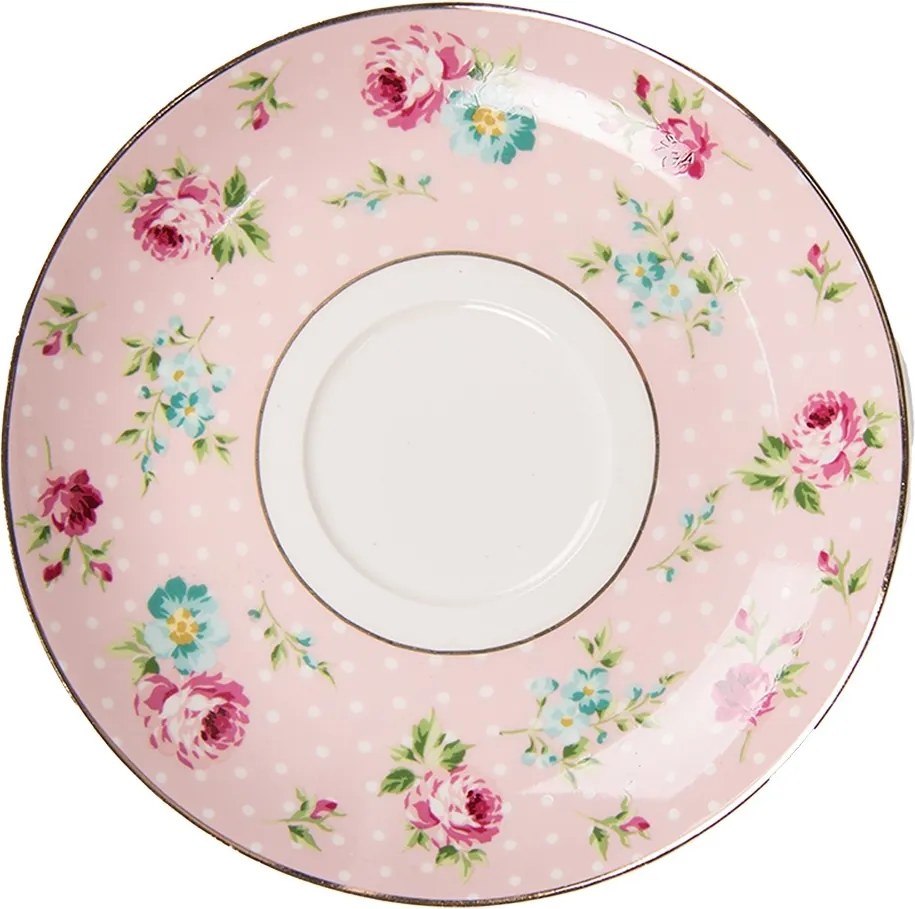 Ružová porcelánová šálka s tanierikom Laverne - Ø 15*8 / 250 ml