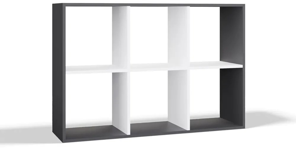 Regál Malax 2x3 110 cm antracit/bílý