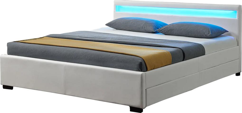 Čalúnená posteľ ,,Lyon" s úložným priestorom 140 x 200 cm - biela