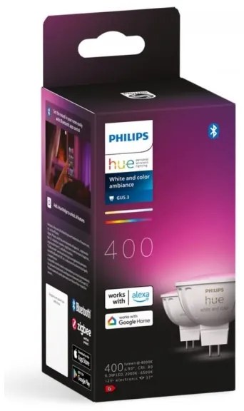 SADA 2x LED RGBW Stmievateľná žiarovka Philips Hue WACA GU5,3/MR16/6,3W/12V