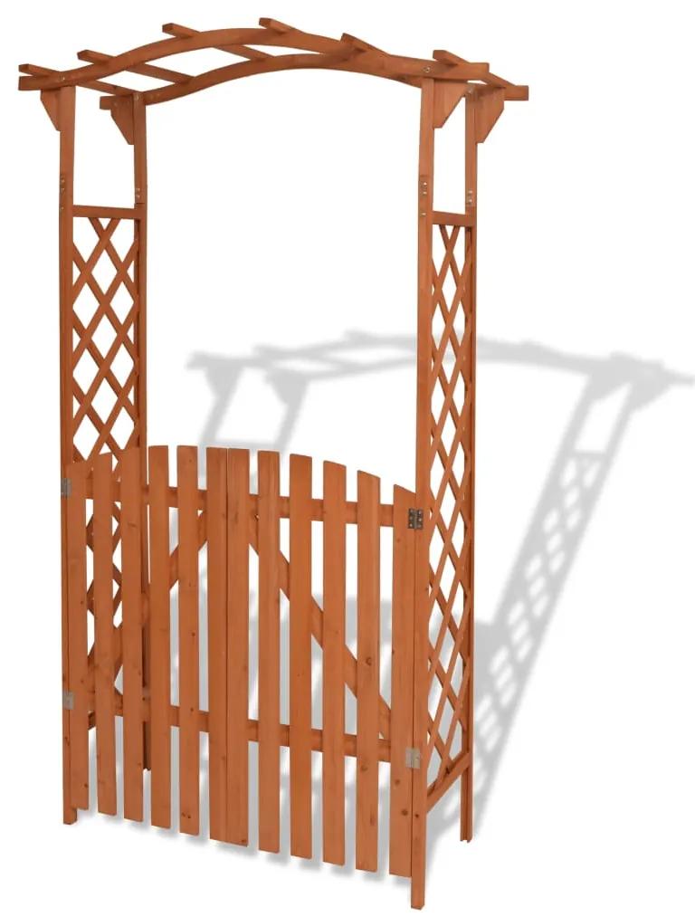 vidaXL Záhradný oblúk s bránou z masívneho dreva, 120x60x205 cm