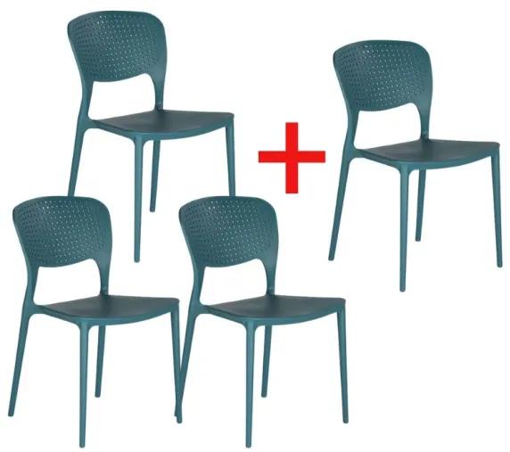 Plastová jedálenská stolička EASY II 3+1 ZADARMO, modrá