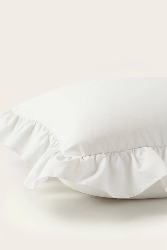 Saténová obliečka na vankúš RUFFY PREMIUM biela Rozmer: 40x40 cm