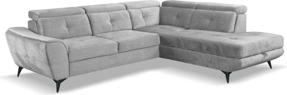 Rohová sedacia súprava Sergio, svetlo šedá látka, pravý roh
