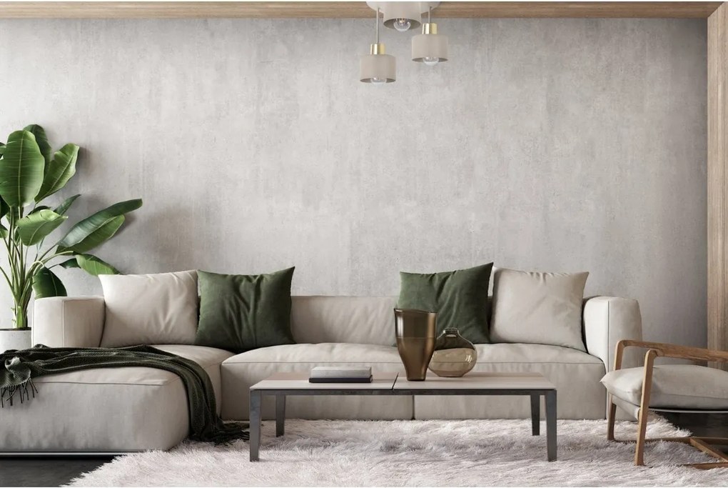 Stropné svietidlo Panta, 3x béžové kovové tienidlo, g, o