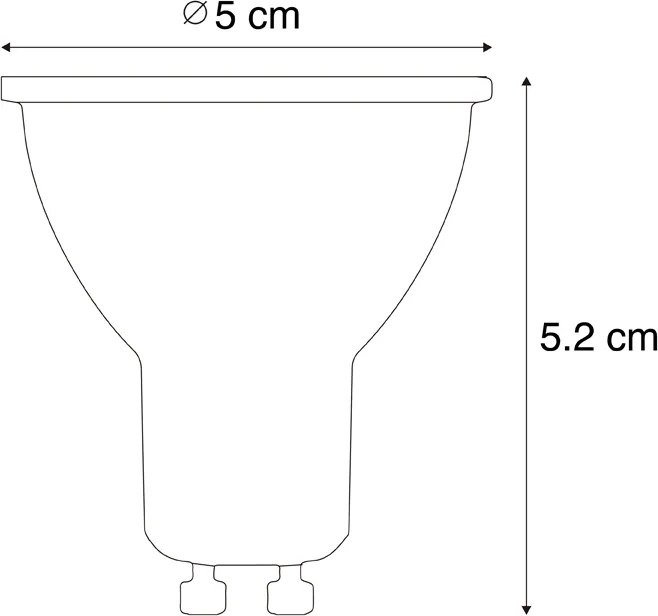 Sada 5 stmievateľných LED žiaroviek GU10 3,9W 450 lm 3000K s dlhou životnosťou