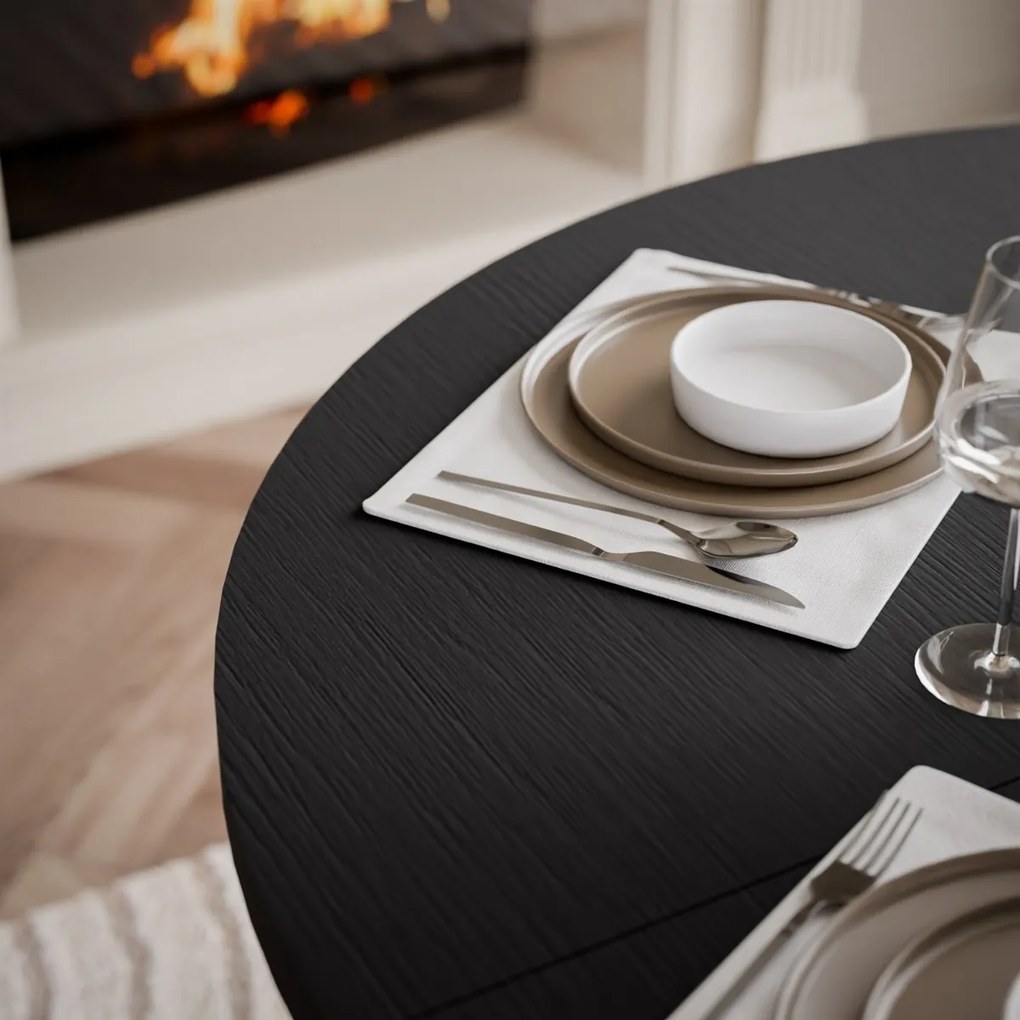 OKRÚHLY ROZKLADACÍ JEDÁLENSKÝ STÔL SIMEON ČIERNY 100 / 180 cm