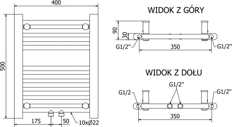 Mexen Mars, elektrické vykurovacie teleso 500 x 400 mm, 300 W, čierna, W110-0500-400-6300-70
