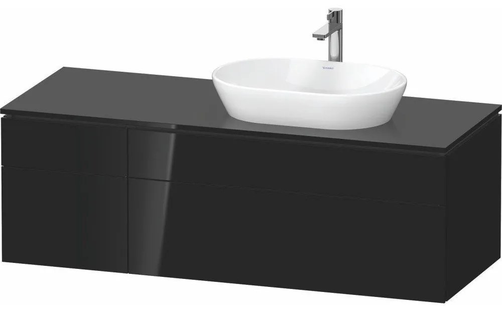 DURAVIT L-Cube závesná skrinka pod umývadlo na dosku (umývadlo vpravo), 4 zásuvky, 1420 x 550 x 482 mm, čierna vysoký lesk, LC4875040400000