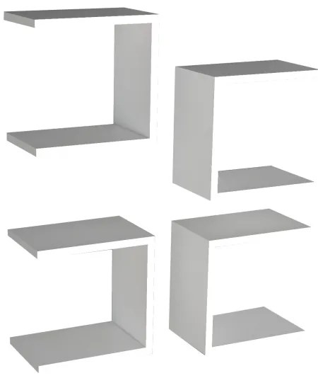 SADA 4x Nástenná polica BASE 30x30 cm biela