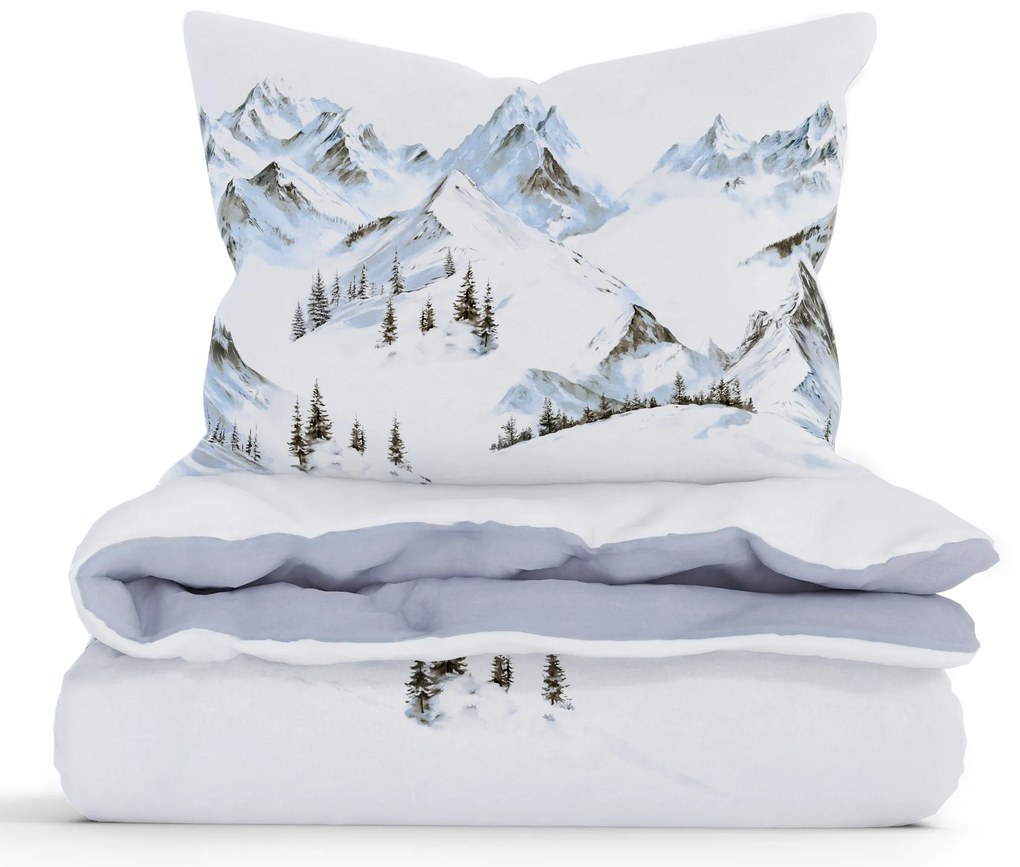 Vianočné predĺžené bavlnené obliečky Renforcé - Hory