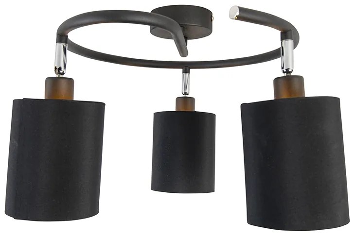 Moderné stropné svietidlo čierne 3-žiarovkové - Lofty