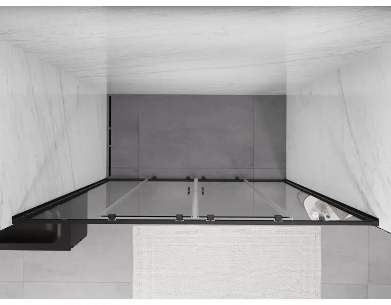 Mexen Exo, 2-krídlové posuvné 200x200 cm, 6mm číre sklo, čierny profil, 8152-200-000-70-00