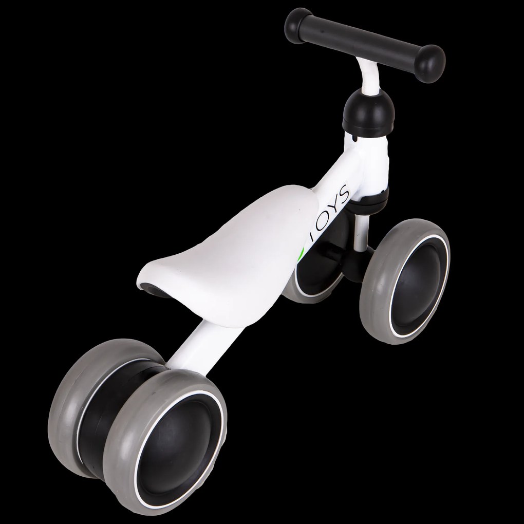 ECOTOYS mini odrážadlo pre deti biele 18–36 mesiacov, dvojité predné kolesá, s blokádou