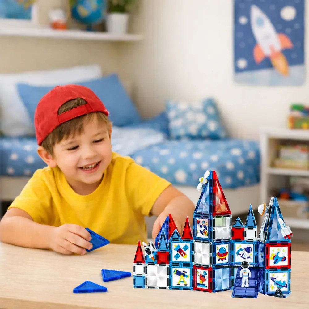 LEAN Toys Vesmírne okno Magnetické stavebné bloky 58 el.