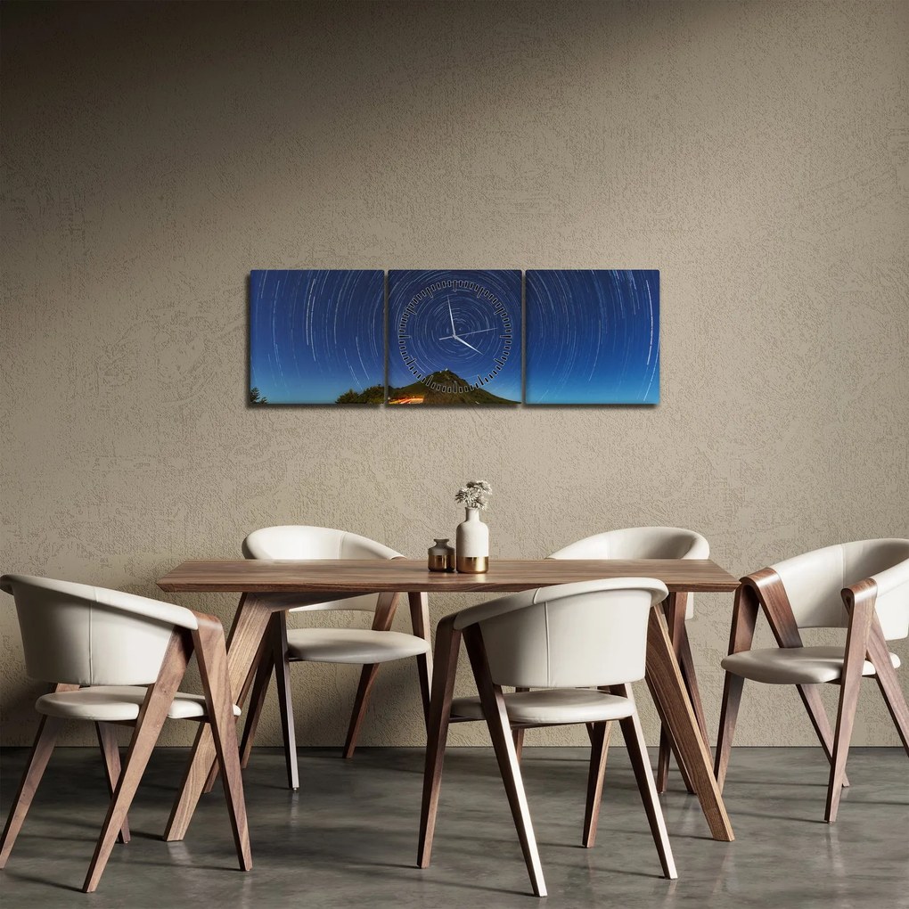 Obraz rotujúcich hviezd (s hodinami) (90x30 cm)