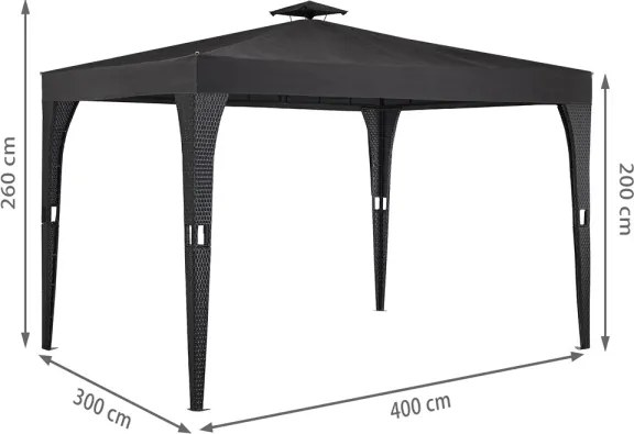Záhradný altánok pavilón LUXUS polyratan 3x4m