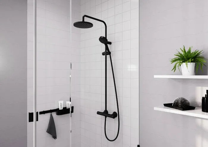 Hansgrohe Vernis Blend, Sprchový systém 200 1jet EcoSmart s termostatom, čierna matná, HAN-26089670