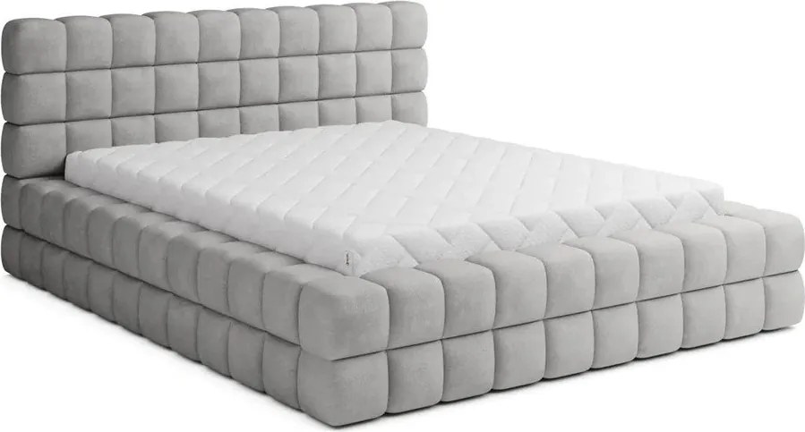 Sivá čalúnená dvojlôžková posteľ s úložným priestorom s roštom 140x200 cm Dizzle – ELTAP