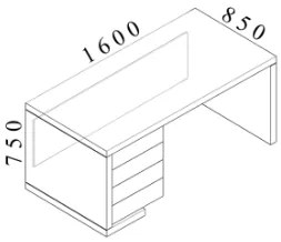 Stôl Lineart 160 x 85 cm + ľavý kontajner