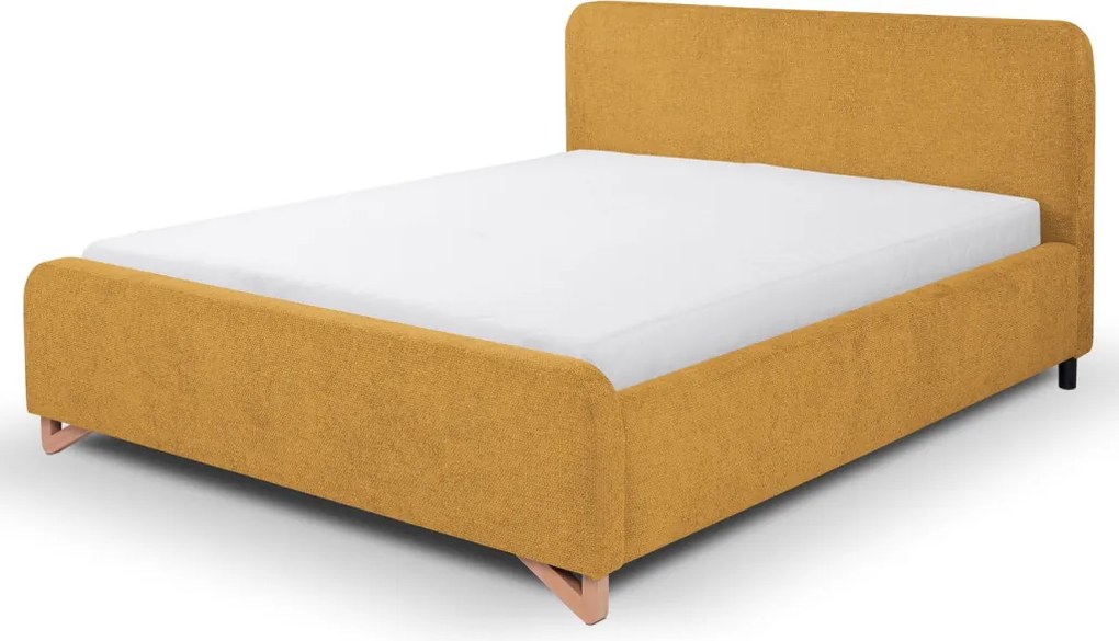 Posteľ Flamingo 180x200 cm, žltá štruktúrovaná tkanina