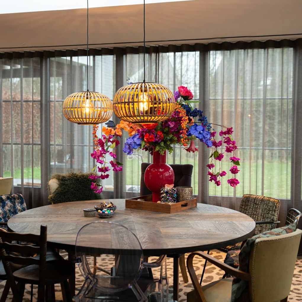 Orientálna závesná lampa bambus 2-svetlo - Amira