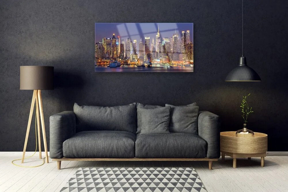 Skleneny obraz Měesto domy mrakodrapy 140x70 cm