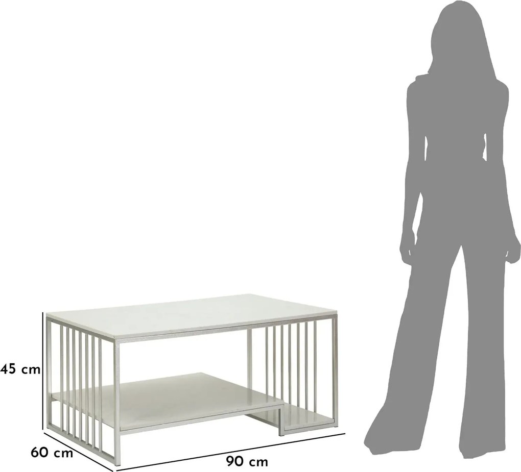 Konferenčný stolík Kayseri 90 cm mramor/strieborný
