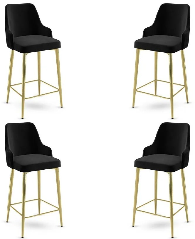 Sada barových stoličiek Enox Black and Gold, 4 ks, 4 ks