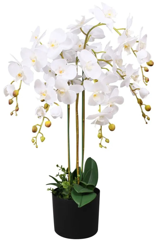 vidaXL Umelá rastlina, orchidea s kvetináčom 75 cm, biela