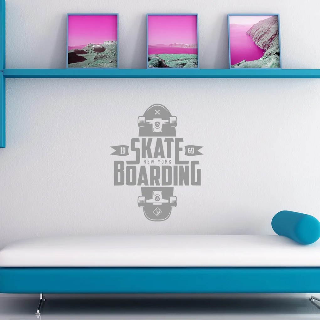 Veselá Stena Samolepka Skateboarding Farba: oranžová, Veľkosť: 100 x 79 cm
