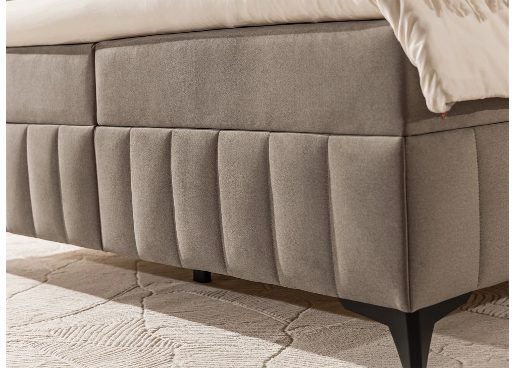 Boxspring posteľ Penia 160x200 s úložným priestorom - béžový hydrofóbny velúr Element 6