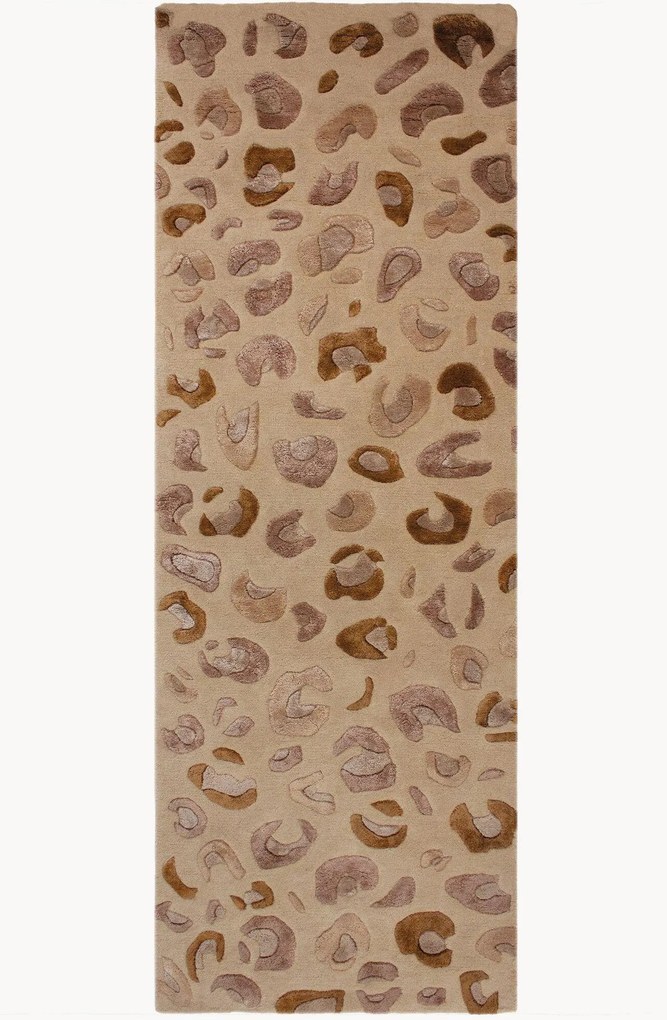 Ručne všívaný viskózový behúň s reliéfnou štruktúrou Leopard Print