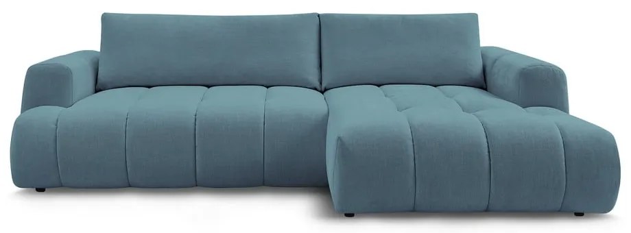 Modrá rozkladacia/s úložným priestorom rohová pohovka (pravý roh/s leňoškou) Fuji – Bobochic Paris