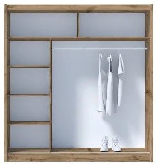 Šatní skriňa so zrkadlom SABRINA 203x215 cm dub woltan