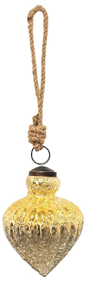 Zlatá sklenená vianočná ozdoba banka Gol - Ø 8*11 cm