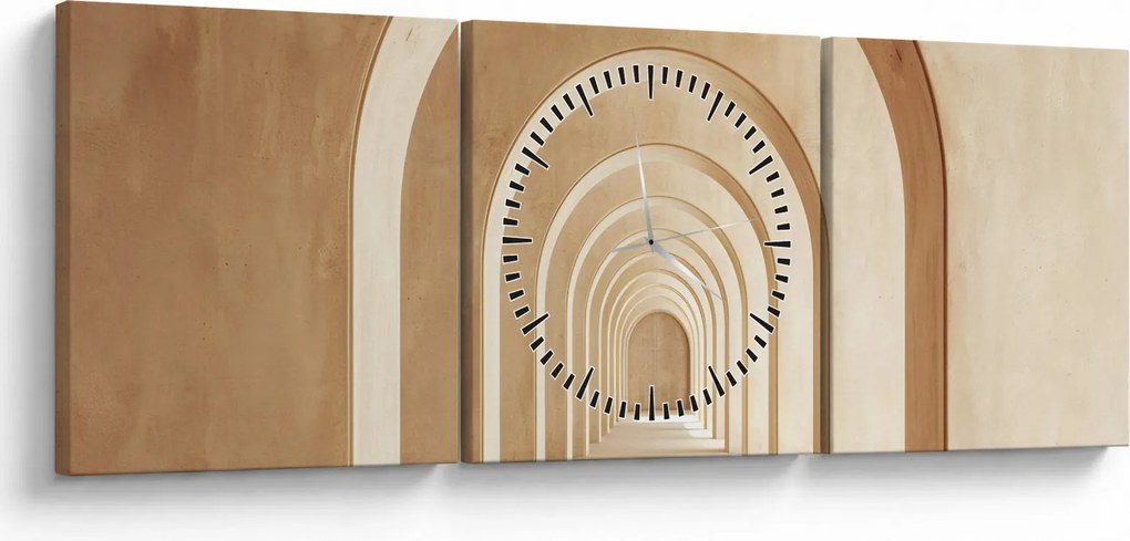 Obraz - Béžový priechod (s hodinami) (90x30 cm)