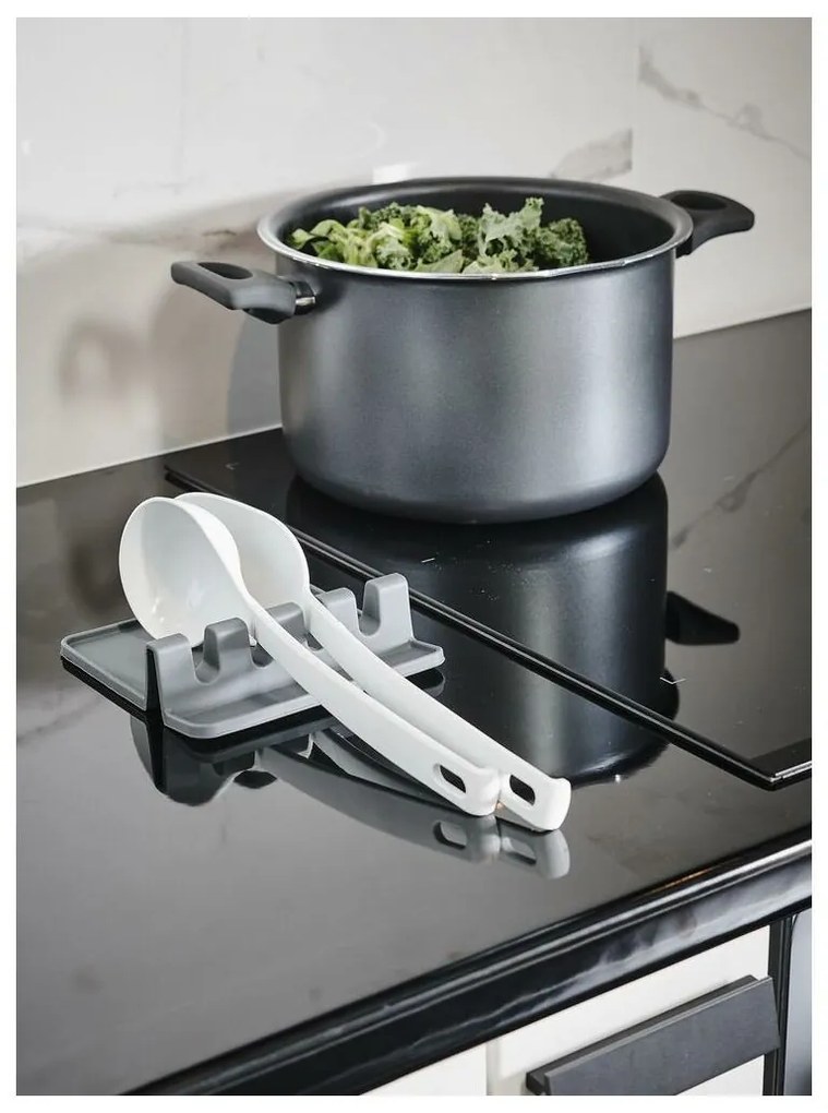 ADEO Stojan na odloženie varešky a kuchynského náradia, silikónový, sivý, NOX